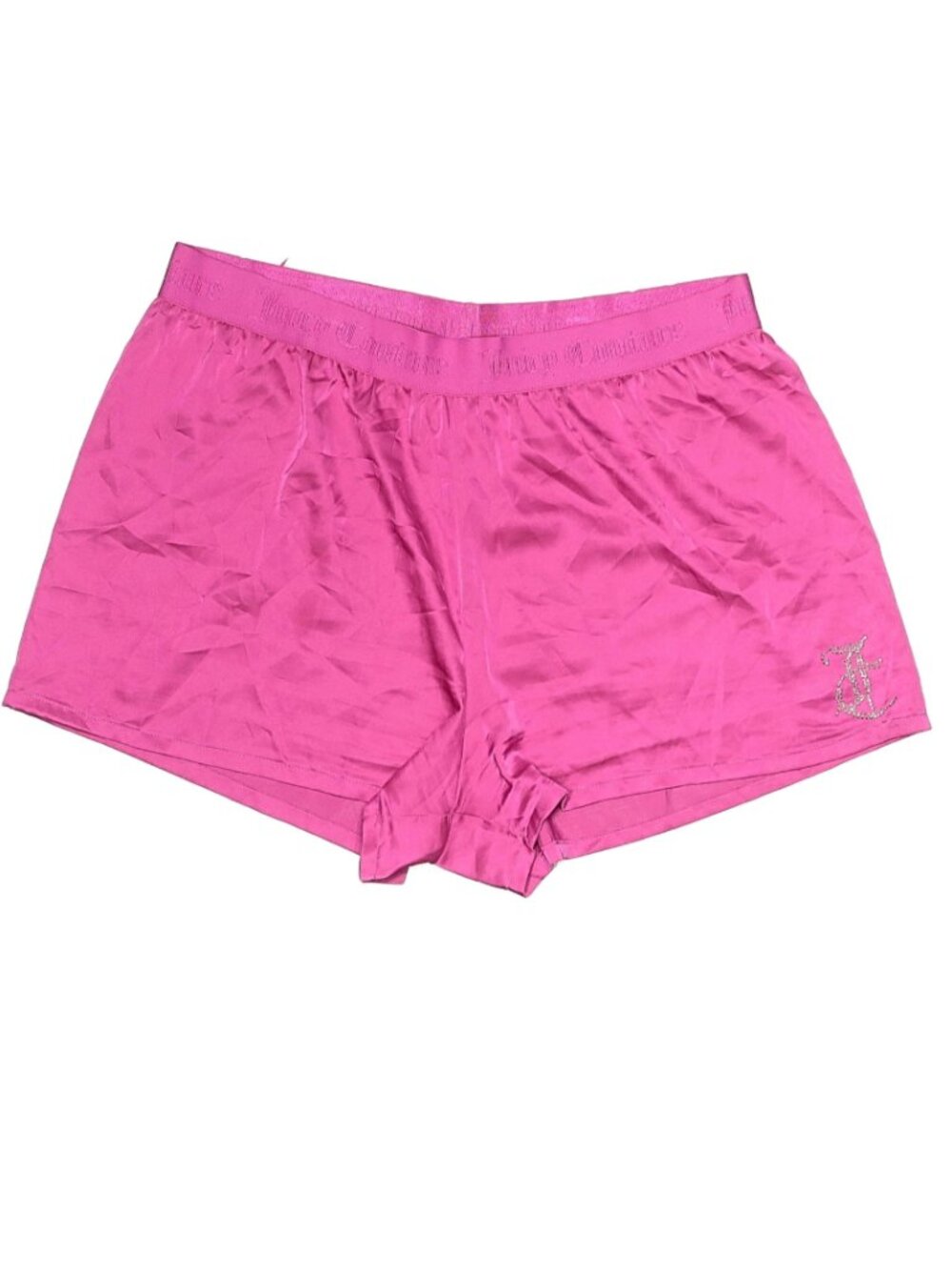 Juicy Couture Satin Rhinestone Logo Pajama Sleep Shorts - Size Large - Picture 2 of 8